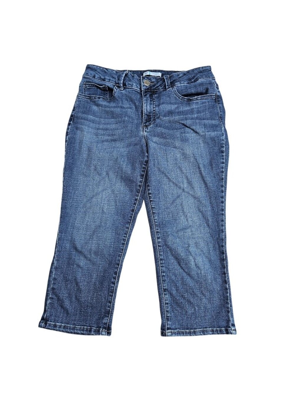 Riders By Lee Mid Rise Capri Jeans Womens 10 Blue Med Wash Stretch‎ Denim